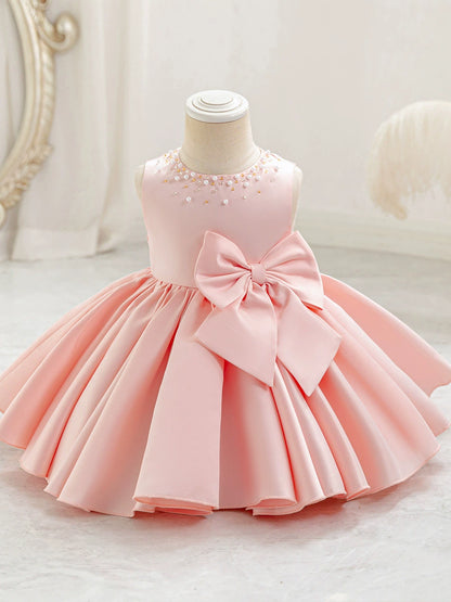 Children's Party Dress with Pearls and Bow