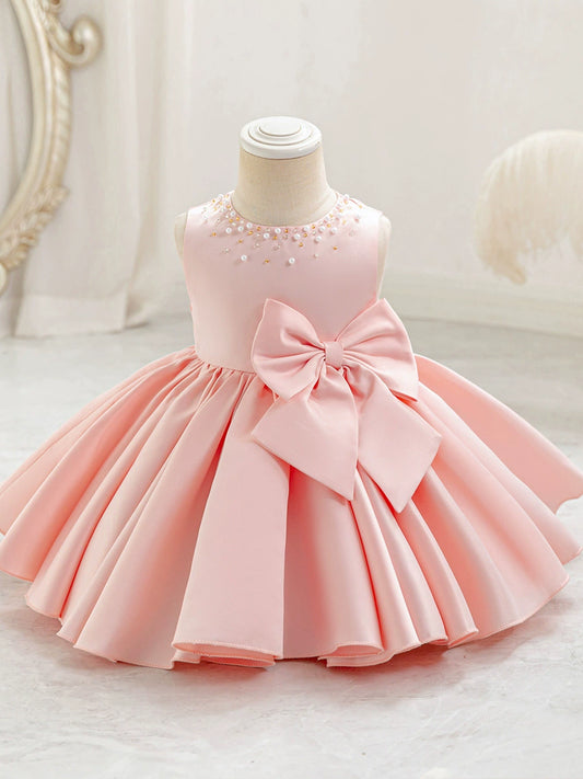 Children's Party Dress with Pearls and Bow