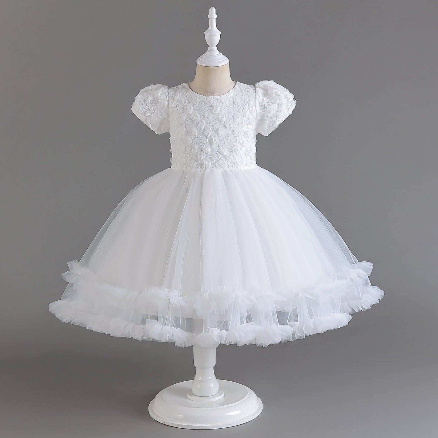 Vestido de fiesta infantil con flores de tul 
