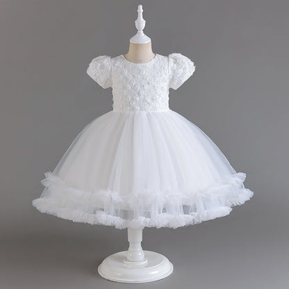 Vestido de fiesta infantil con flores de tul 