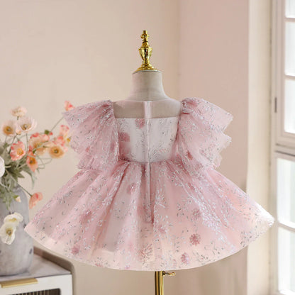Bouffant Party Dress Flowers and Rhinestones