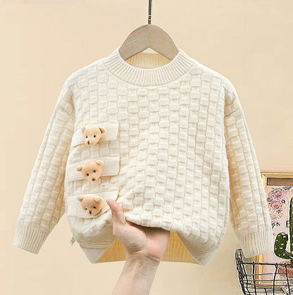 Blusa infantil de mujer con ositos de peluche de punto 