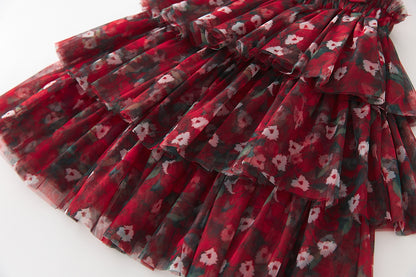 Children's Layered Tulle Dress with Flowers