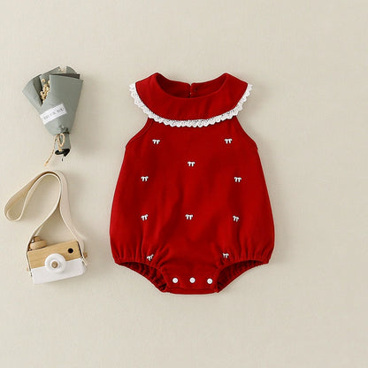 Red Girls' Bodysuit with Bows