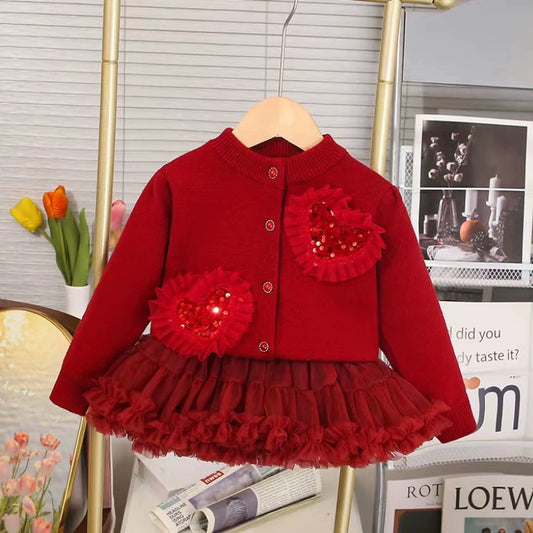 Children's Set with Glitter and Tulle Skirt