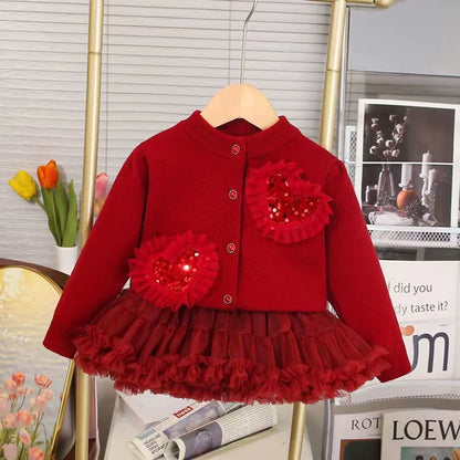 Children's Set with Glitter and Tulle Skirt