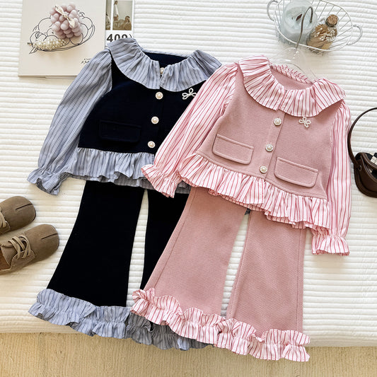 Children's Set with Ruffles and Pearl Buttons