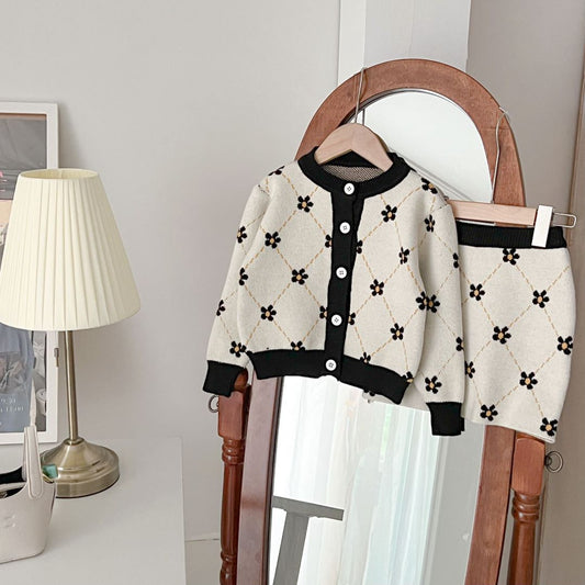 Girls' Flower Knit Set