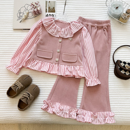 Children's Set with Ruffles and Pearl Buttons
