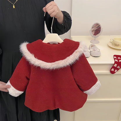 Red Girls' Furry Coat