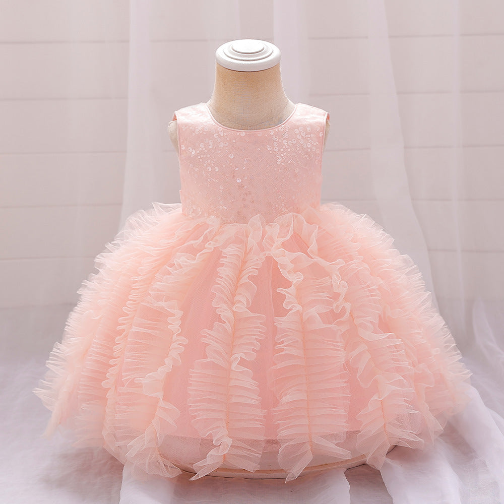 Vestido infantil de tul brillante 