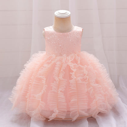 Vestido infantil de tul brillante 