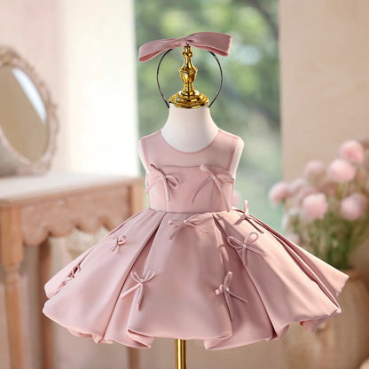 Pink Children's Dress with Bows