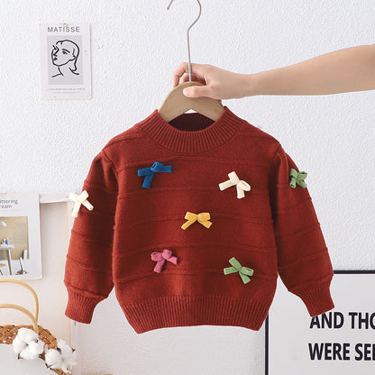 Blusa de punto con lazo para mujer y niña 