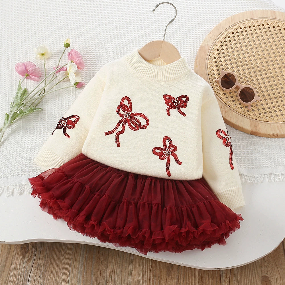 Children's Set: Sweater with Bows and Skirt