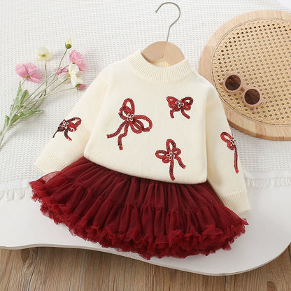Children's Set: Sweater with Bows and Skirt