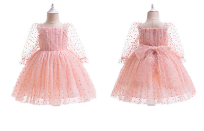 Children's Party Dress with Tulle and Little Hearts