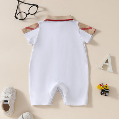 Baby Romper with Bow Tie Collar
