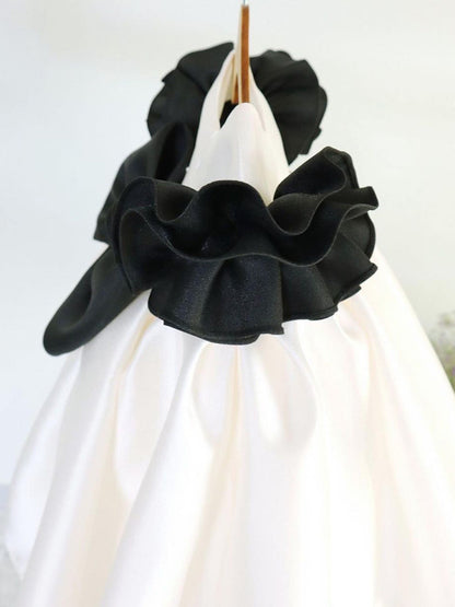 Vestido de fiesta blanco y negro 