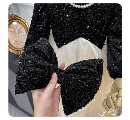 Girls' Sparkling Tulip Dress with Bow