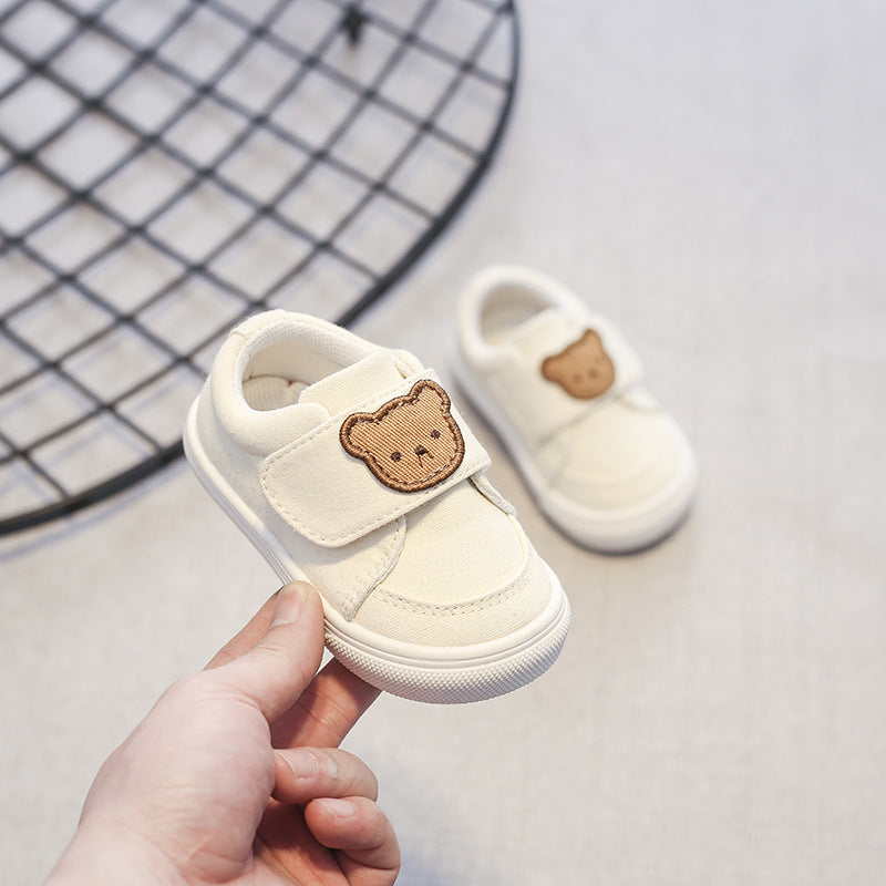 Zapatillas deportivas para niños con diseño de oso a cuadros 