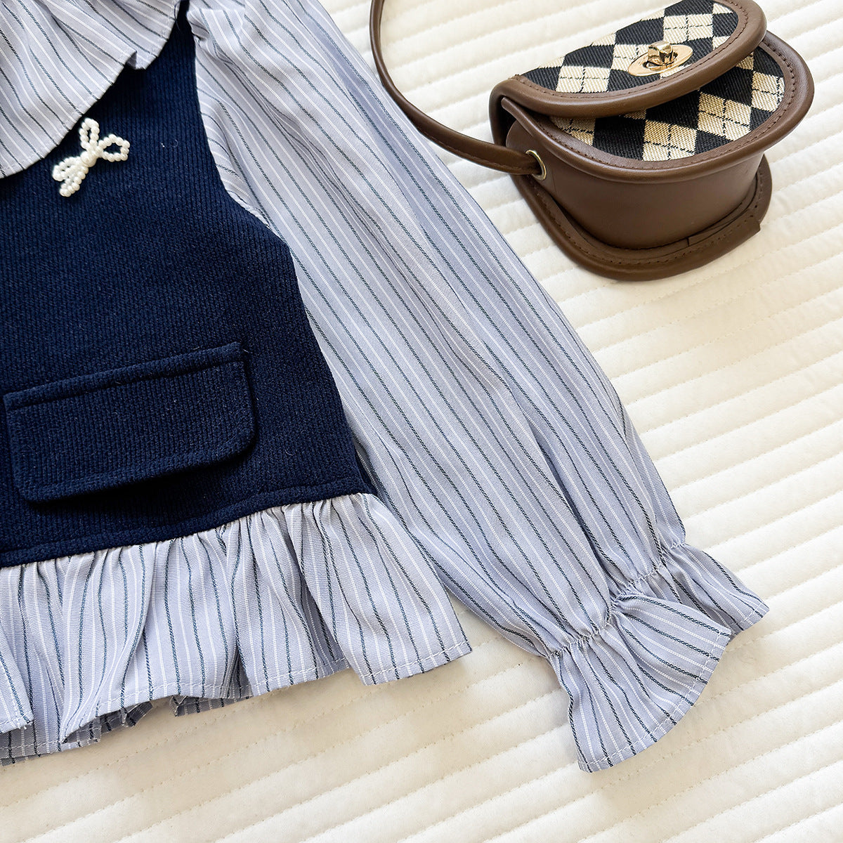 Children's Set with Ruffles and Pearl Buttons