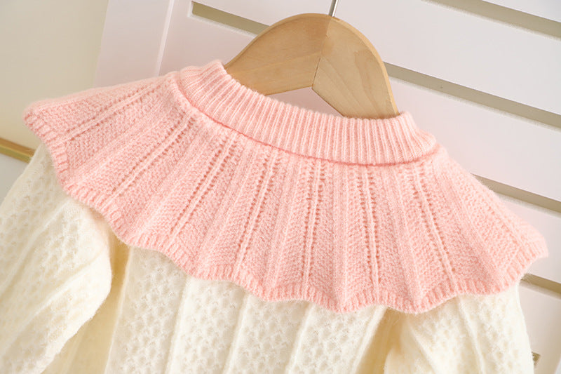 Children's Knitted Set with Bow and Flower