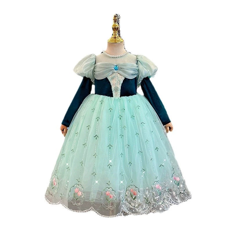 Blue Floral Party Dress