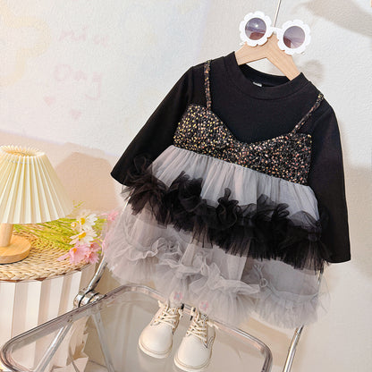 Children's Winter Dress with Shine and Tulle