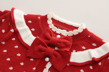 Girls' Knitted Set with Bows