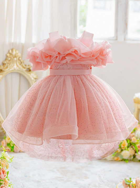 Puff Shoulder Sparkly Party Dress