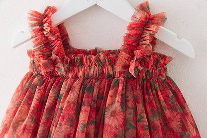 Children's Layered Tulle Dress with Flowers