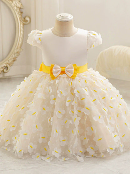 Vestido infantil de flores amarillas 