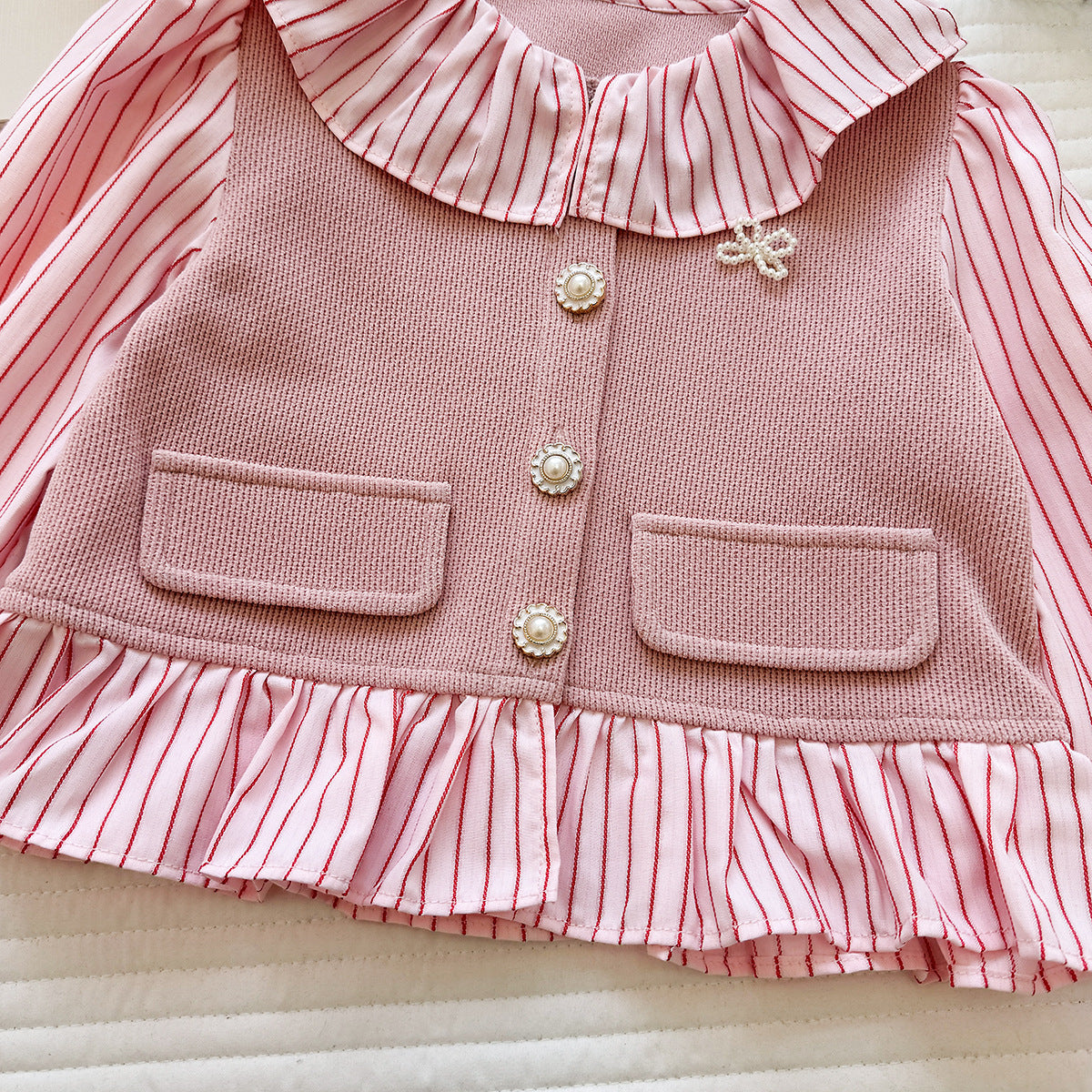 Children's Set with Ruffles and Pearl Buttons