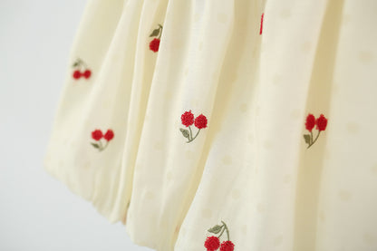 Children's Dress with Cherry Embroidery