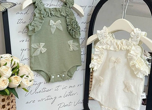 Baby Girl's Sleeveless Bodysuit with Little Bows