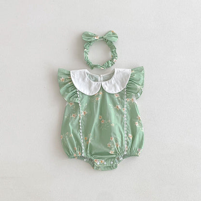 Children's Green Dress with Little Flowers