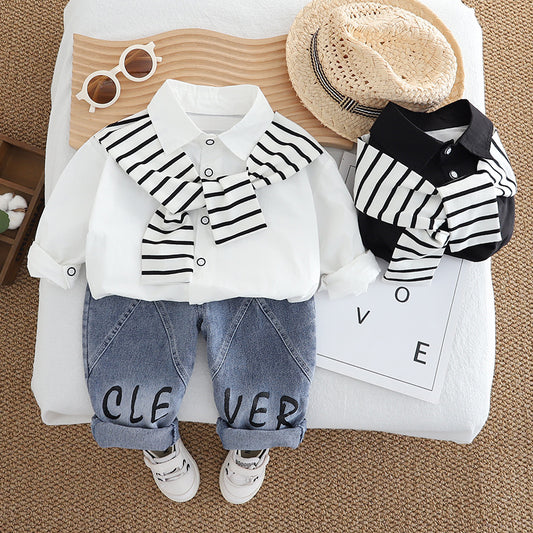 Men's Children's Set Stripes and Jeans