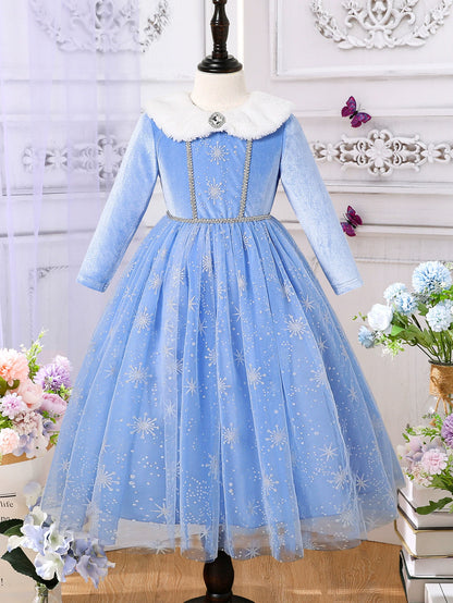 Children's Blue Velvet Dress