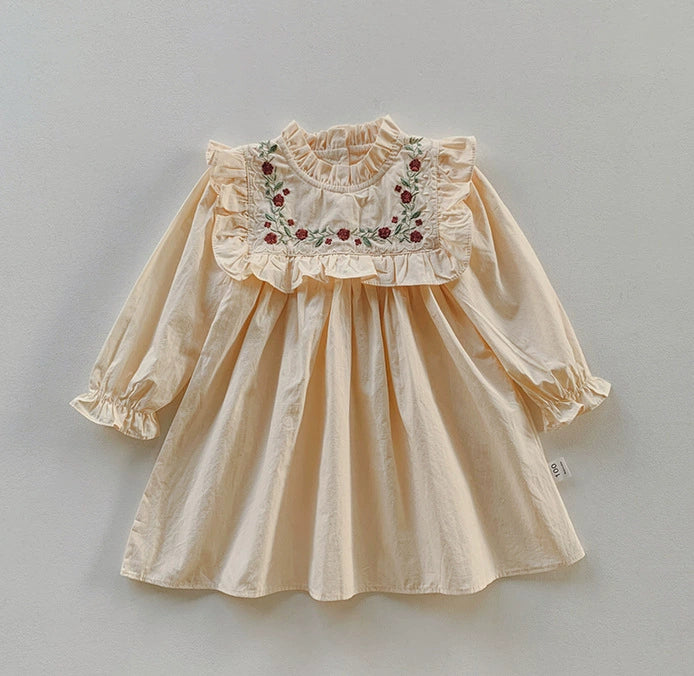 Children's Dress with Embroidered Collar and Flowers