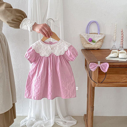 Body/ Pink Dress with Lace for Children