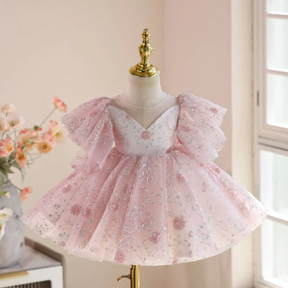 Bouffant Party Dress Flowers and Rhinestones