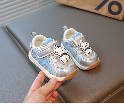 Children's Sneakers with Velcro and Teddy Bear Design