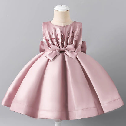 Children's Party Dress with Pearls and Bow