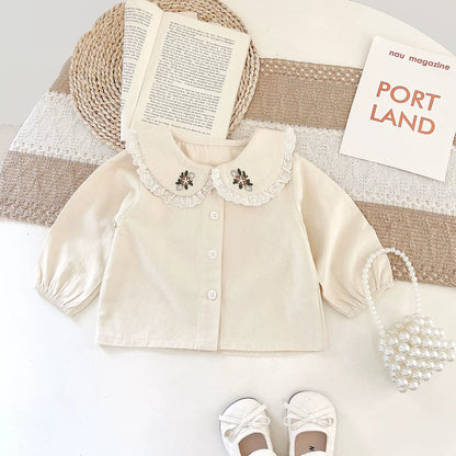 Dress + Embroidered Children's Shirt with Little Flowers