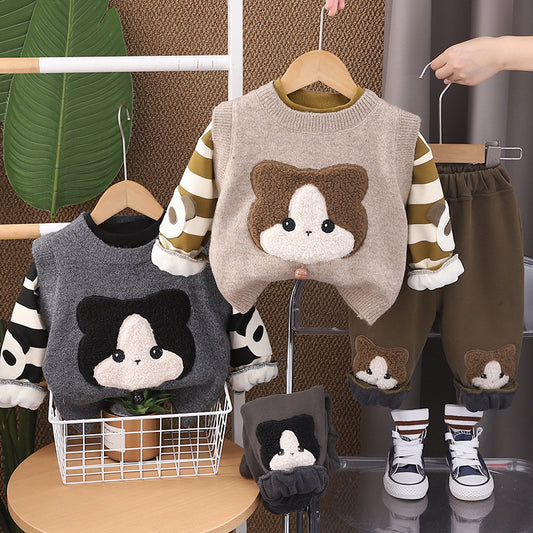 Conjunto de invierno de 3 piezas para niño Oso 
