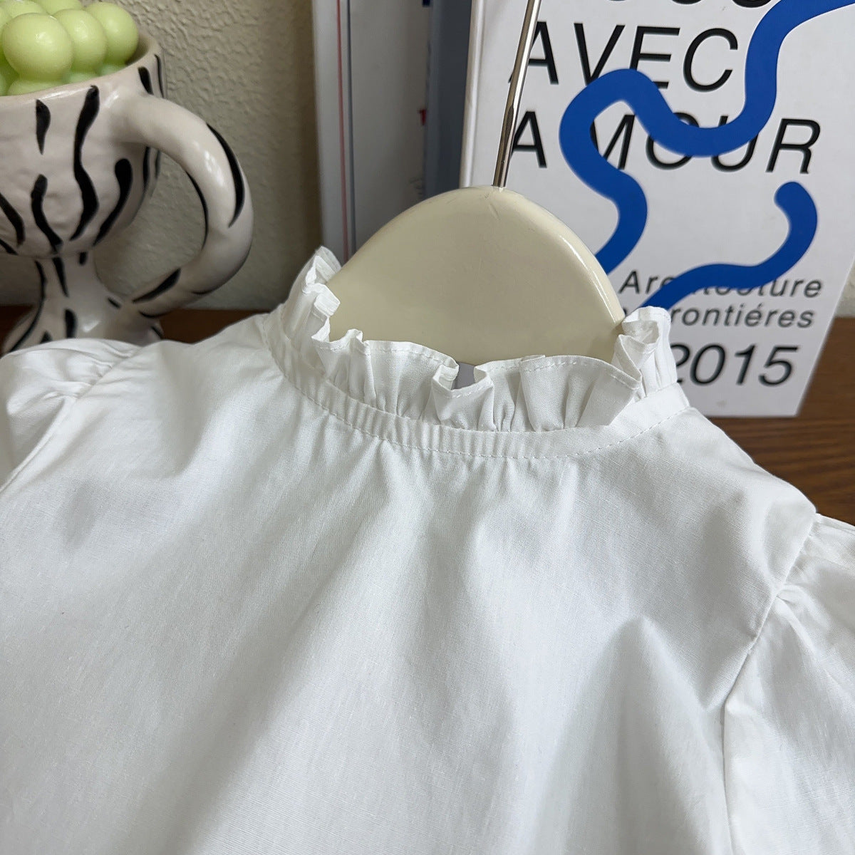 White Ruffled Girls' T-shirt