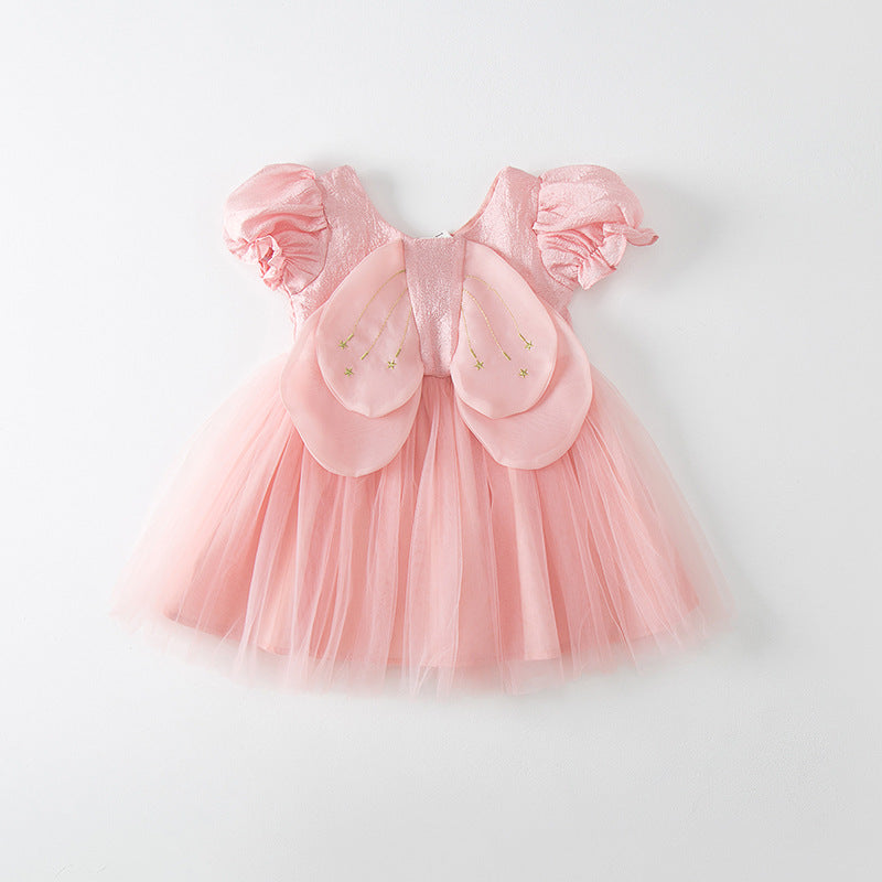 Vestido infantil con alas de tul y pequeñas estrellas 
