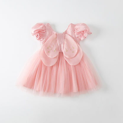 Vestido infantil con alas de tul y pequeñas estrellas 