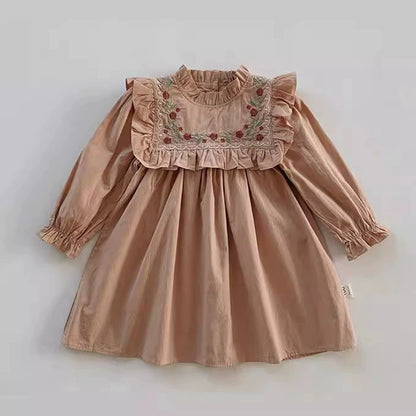 Children's Dress with Embroidered Collar and Flowers
